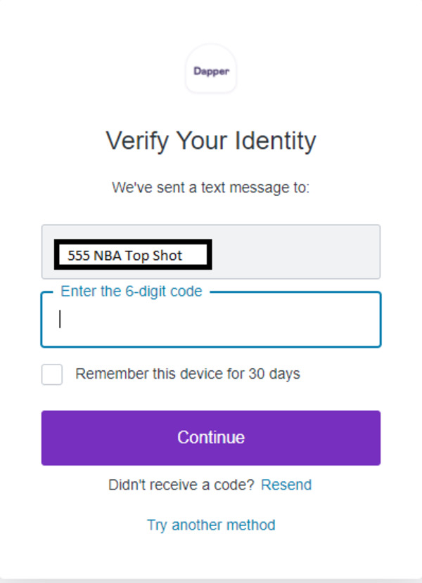 Dapper. Verify your identity screenshot.